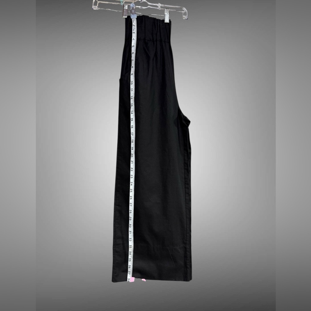 Kourt Flax Linen Crop Summer Pants Black Size Medium Wide Leg Crishelle - Picture 10 of 15